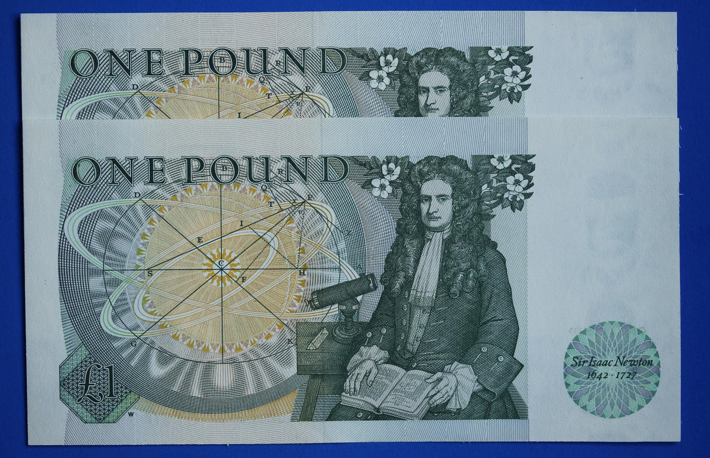 2x 1981 Bank of England One pound 1 pound Somerset Prefix "CT60" banknotes, Elizabeth II, CONSECUTIVE Numbers [09/25 31915]