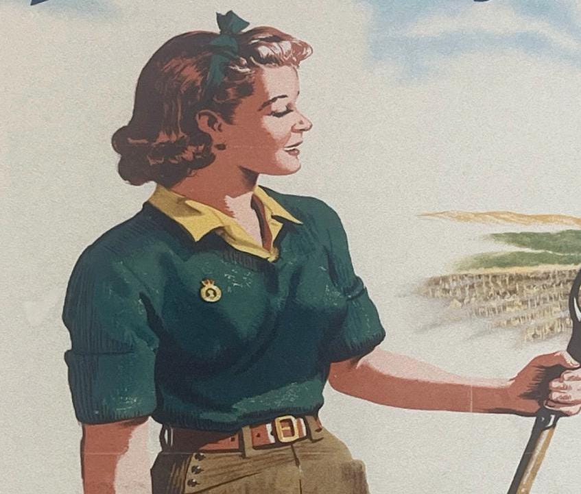 Metal Vintage Style Wall Sign - For A Healthy Happy job Join The Womans Land Army - Metal Propaganda Wall Sign, 10x8 inches [WW2b]