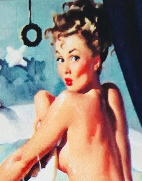 Metal Vintage Style Wall Sign - Bathroom, Pin up Girl 6x4 inch [BATH1]