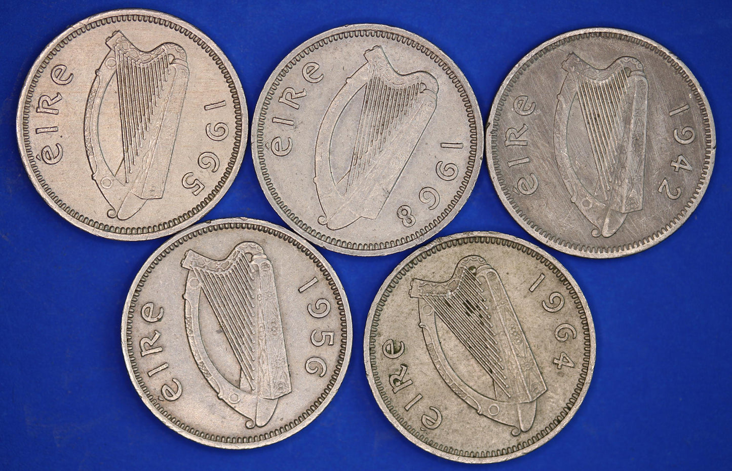GENUINE 5 Irish Threepences 3d Ireland EIRE, Irish Hare coins, various dates [02/25 31847]