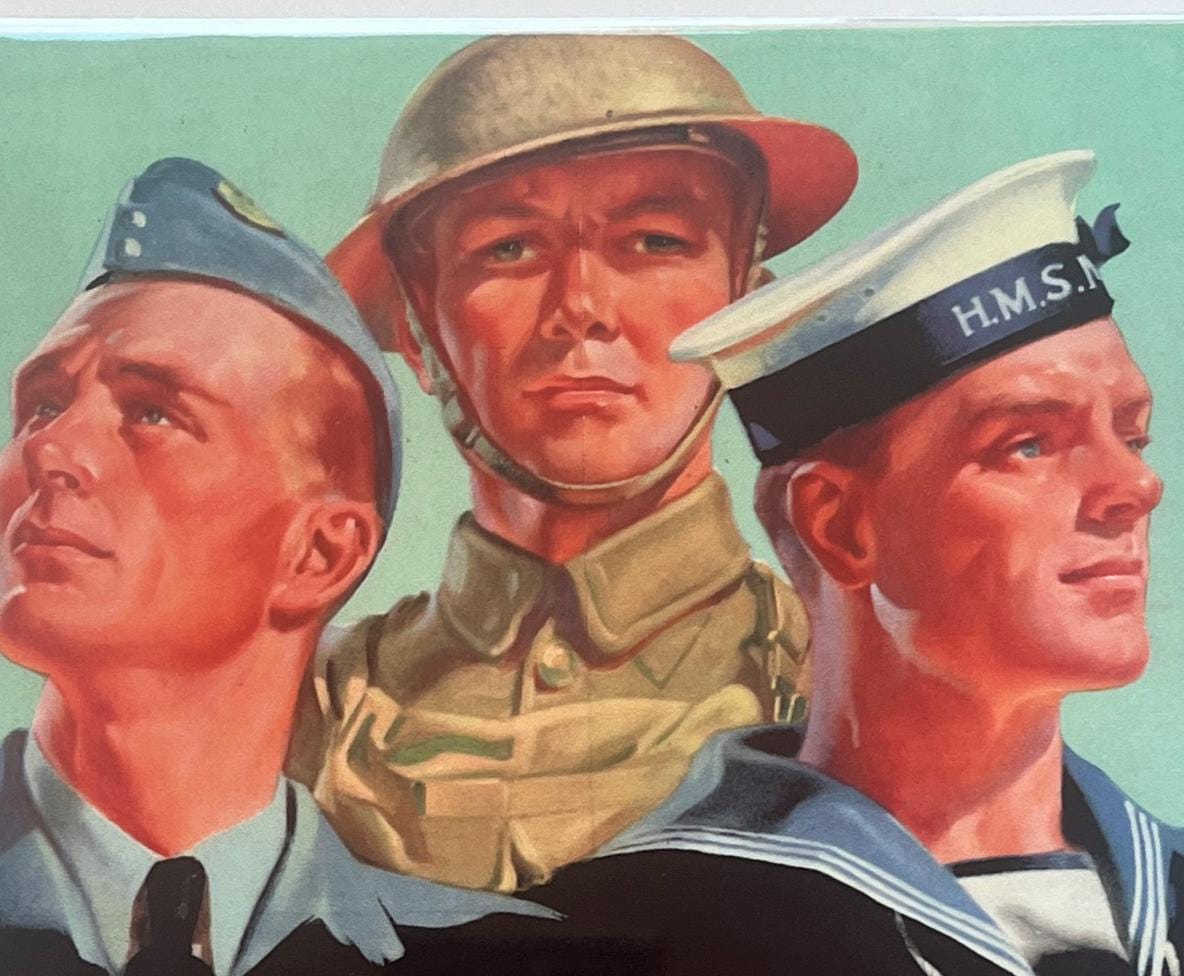 Metal Vintage Style Wall Sign - Back Up The Fighting Forces - Metal Propaganda Wall Sign, 10x8 inches [WW2a]