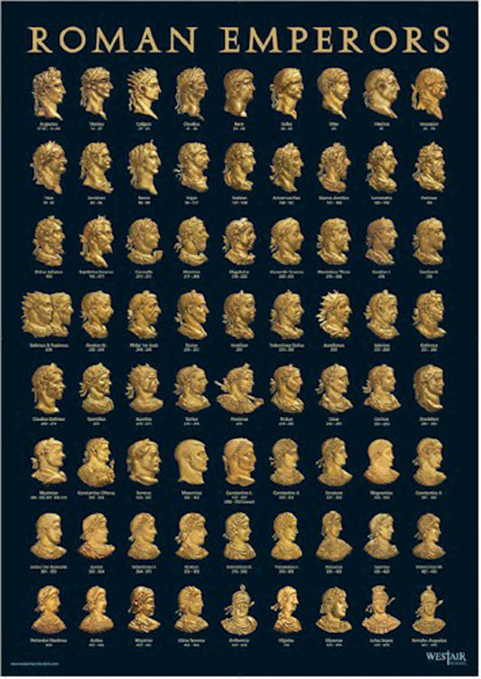 Roman Emperors from coinage poster A3 (29.7cm x 42cm) [REPA3]