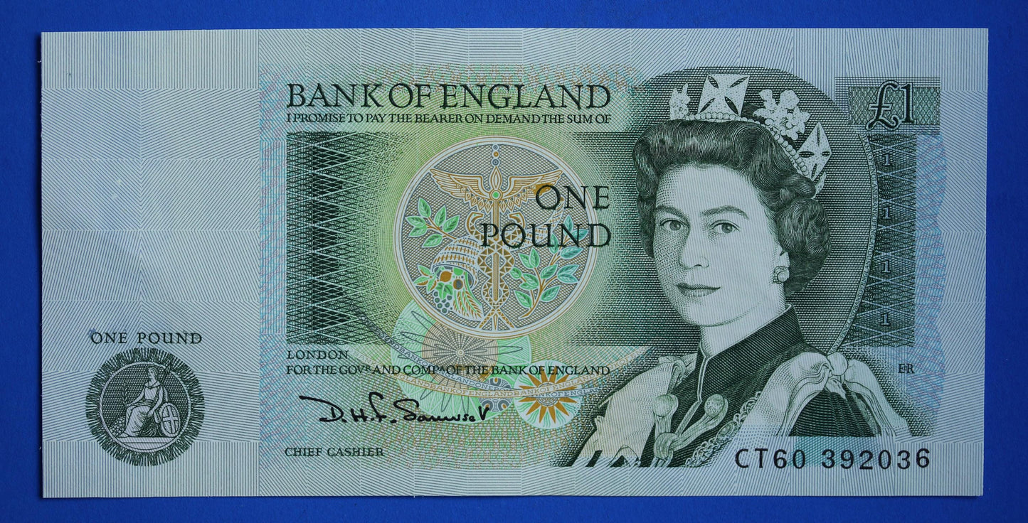 2x 1981 Bank of England One pound 1 pound Somerset Prefix "CT60" banknotes, Elizabeth II, CONSECUTIVE Numbers [09/25 31916]