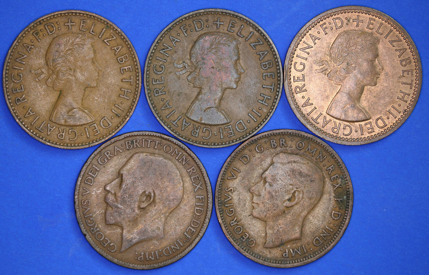 GENUINE British Coins -  Collection of pre-decimal British Half Pennies various dates  [02/25 28045]