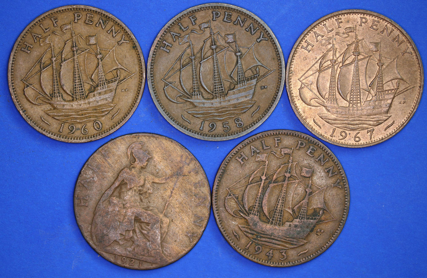 GENUINE British Coins -  Collection of pre-decimal British Half Pennies various dates  [02/25 28045]