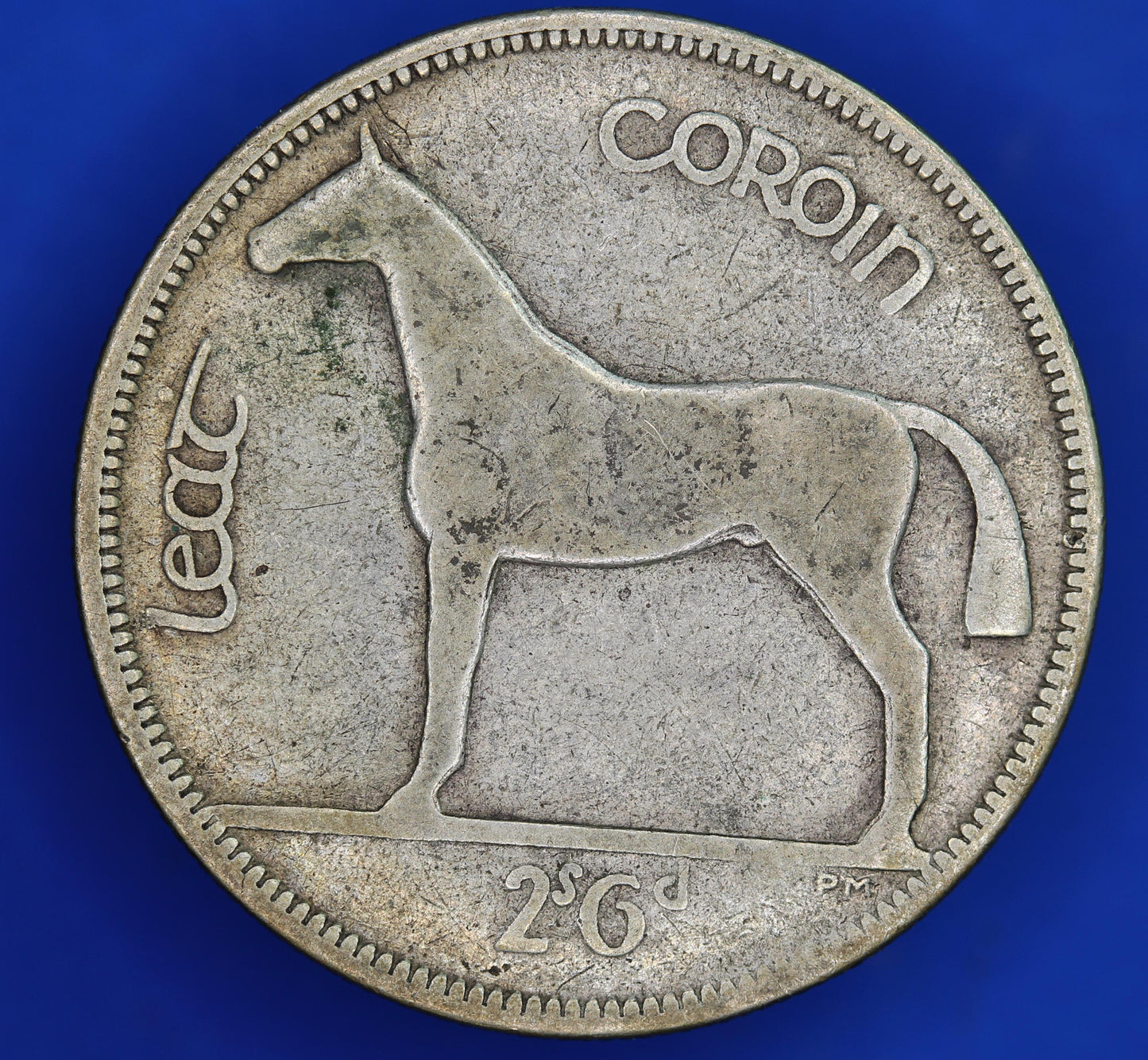GENUINE 1930 Irish Half Crown 2/6 Ireland EIRE coin, 75% silver, Irish Hunter [02/25 28055]