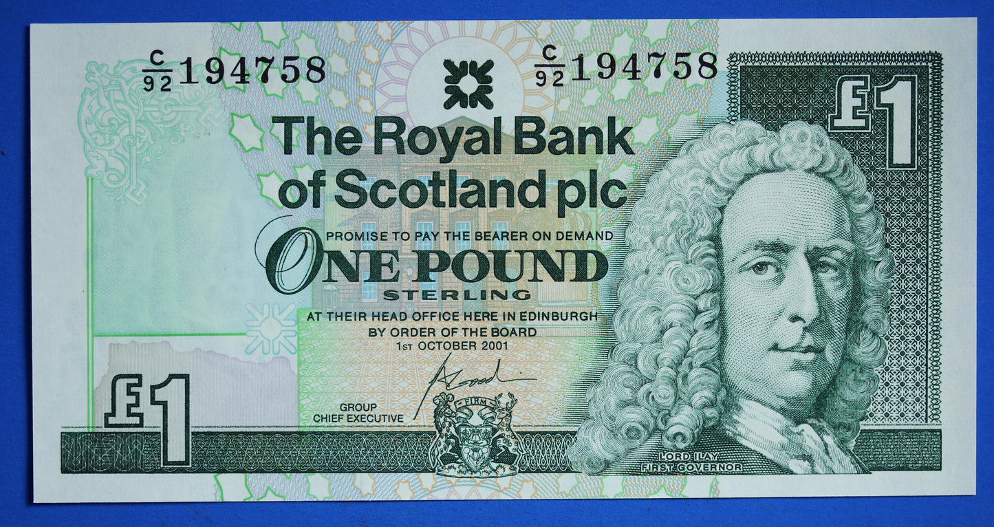 2 Royal Bank of Scotland plc One Pound Banknotes, Consecutive Numbers, Scottish Banknotes, Edinburgh Castle   [02/25 28103]