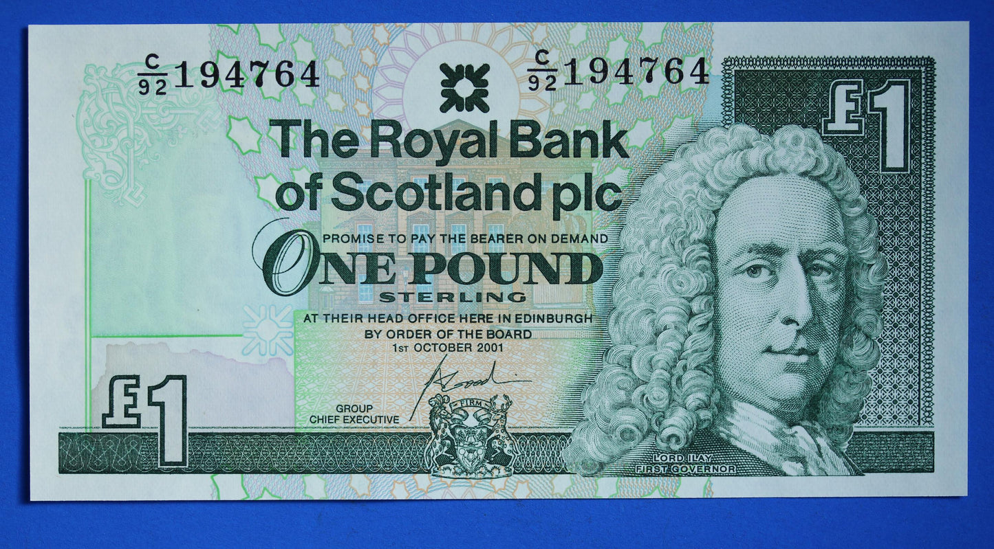 2 Royal Bank of Scotland plc One Pound Banknotes, Consecutive Numbers, Scottish Banknotes, Edinburgh Castle   [02/25 28106]