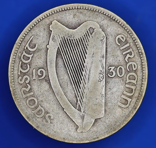 GENUINE 1930 Irish Half Crown 2/6 Ireland EIRE coin, 75% silver, Irish Hunter [02/25 28055]