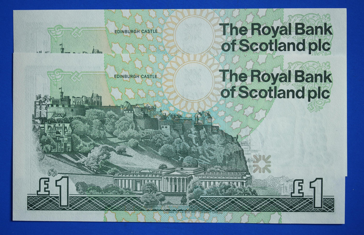 2 Royal Bank of Scotland plc One Pound Banknotes, Consecutive Numbers, Scottish Banknotes, Edinburgh Castle   [02/25 28100]