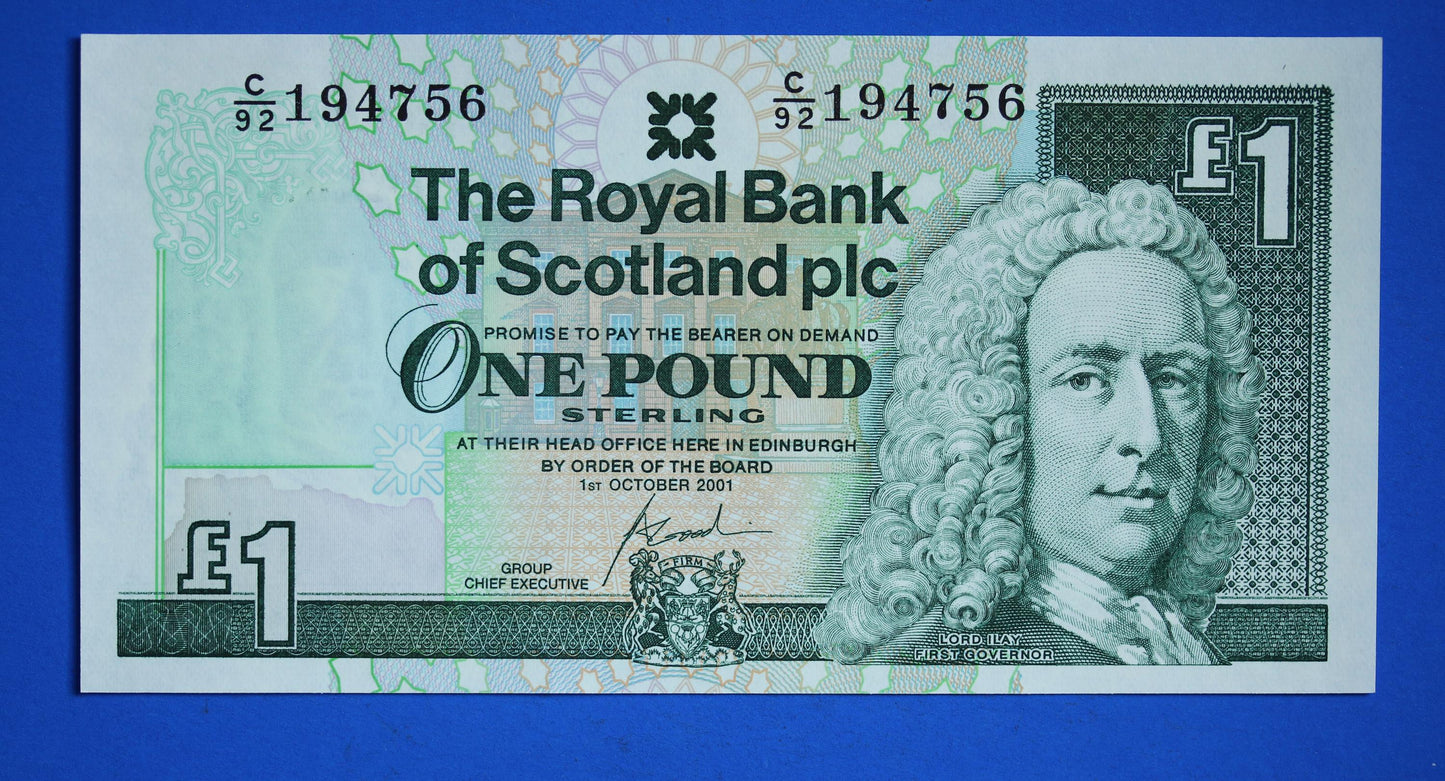 2 Royal Bank of Scotland plc One Pound Banknotes, Consecutive Numbers, Scottish Banknotes, Edinburgh Castle   [02/25 28102]
