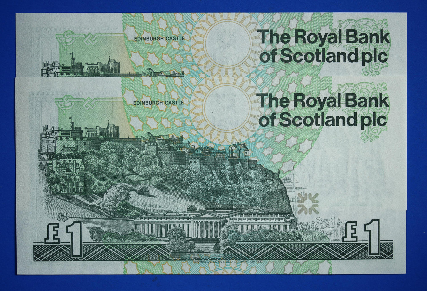2 Royal Bank of Scotland plc One Pound Banknotes, Consecutive Numbers, Scottish Banknotes, Edinburgh Castle   [02/25 28103]