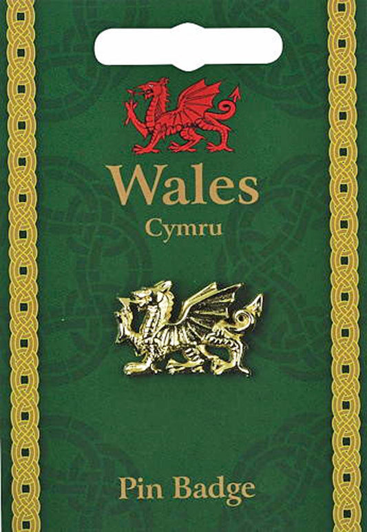 Welsh Dragon Pin Badge - Gold Plated, Wales Cymru *[WDGPIN]