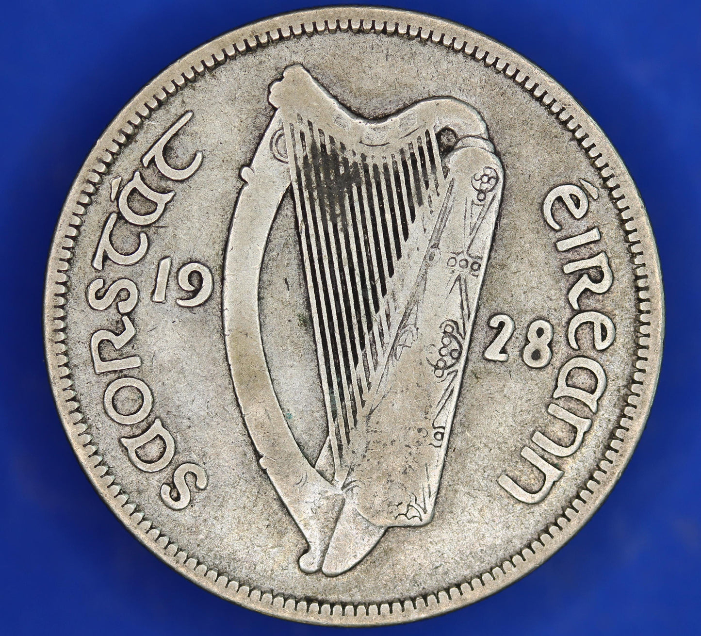 GENUINE 1928 Irish Half Crown 2/6 Ireland EIRE coin, 75% silver, Irish Hunter Horse [03/25 32300]