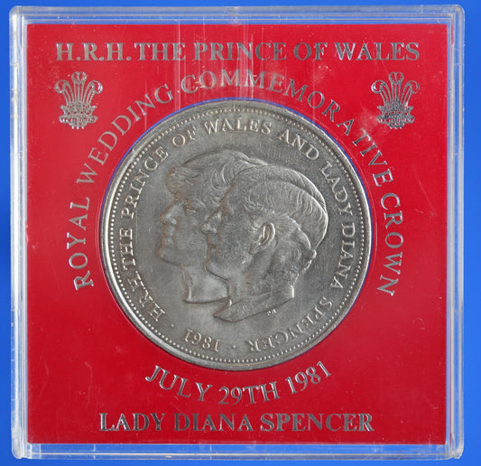 GENUINE 1981 Royal Wedding Crown (cased) Elizabeth II QEII nice coin [04/25 32079]
