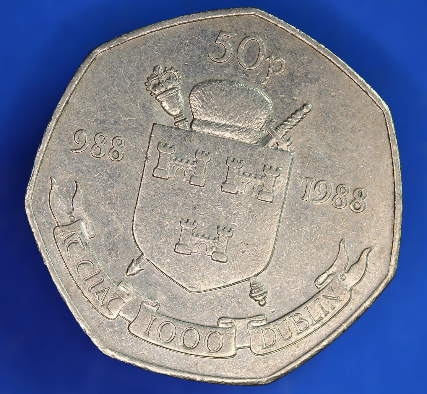 1988 Irish Ireland EIRE Fifty Pence 50p coin, Dublin Millennium    [03/25 32287]