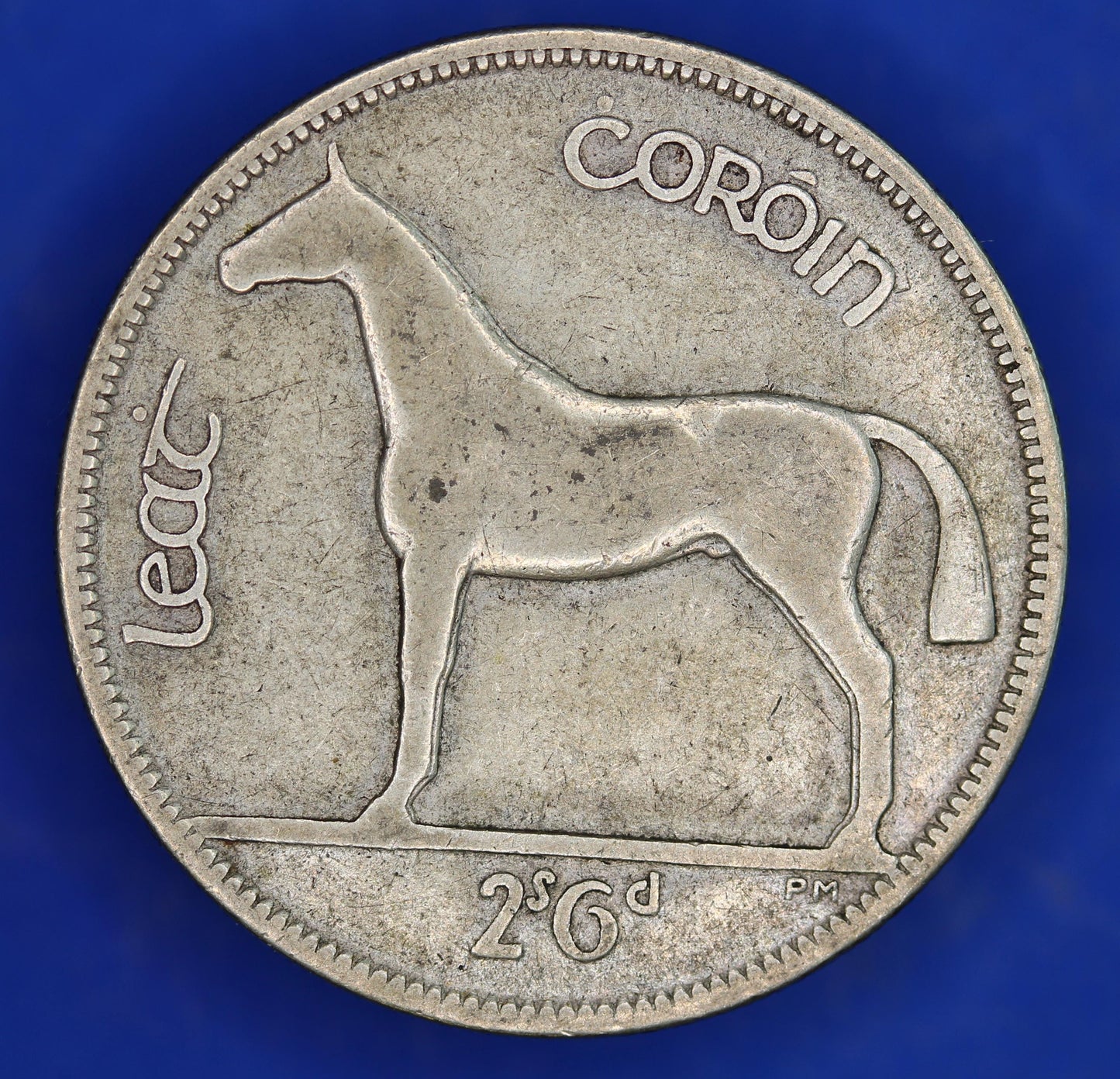 GENUINE 1928 Irish Half Crown 2/6 Ireland EIRE coin, 75% silver, Irish Hunter Horse [03/25 32300]