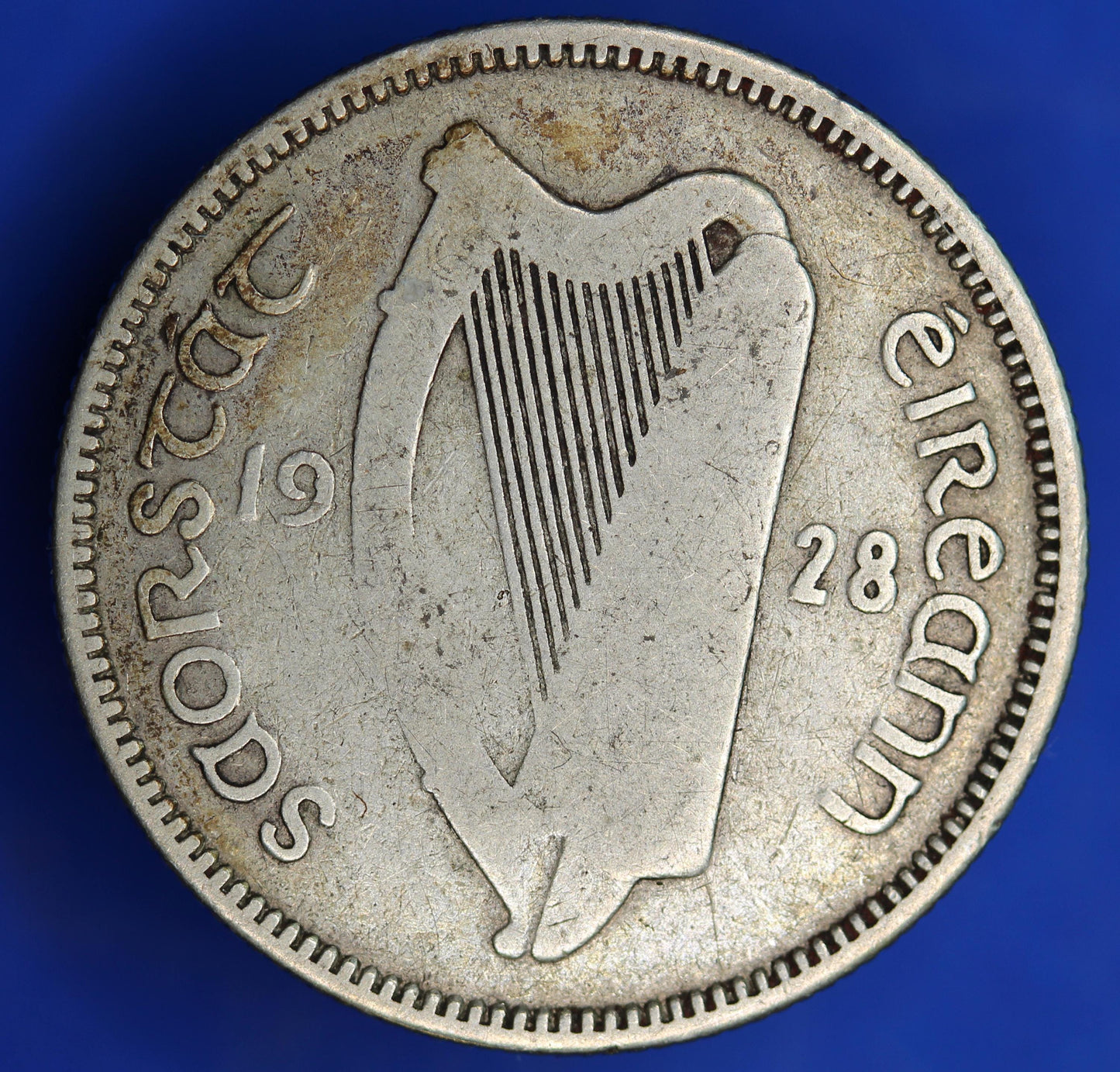 GENUINE 1928 Irish shilling Ireland EIRE coin, 75% silver, Bull Coin [03/25 32306]