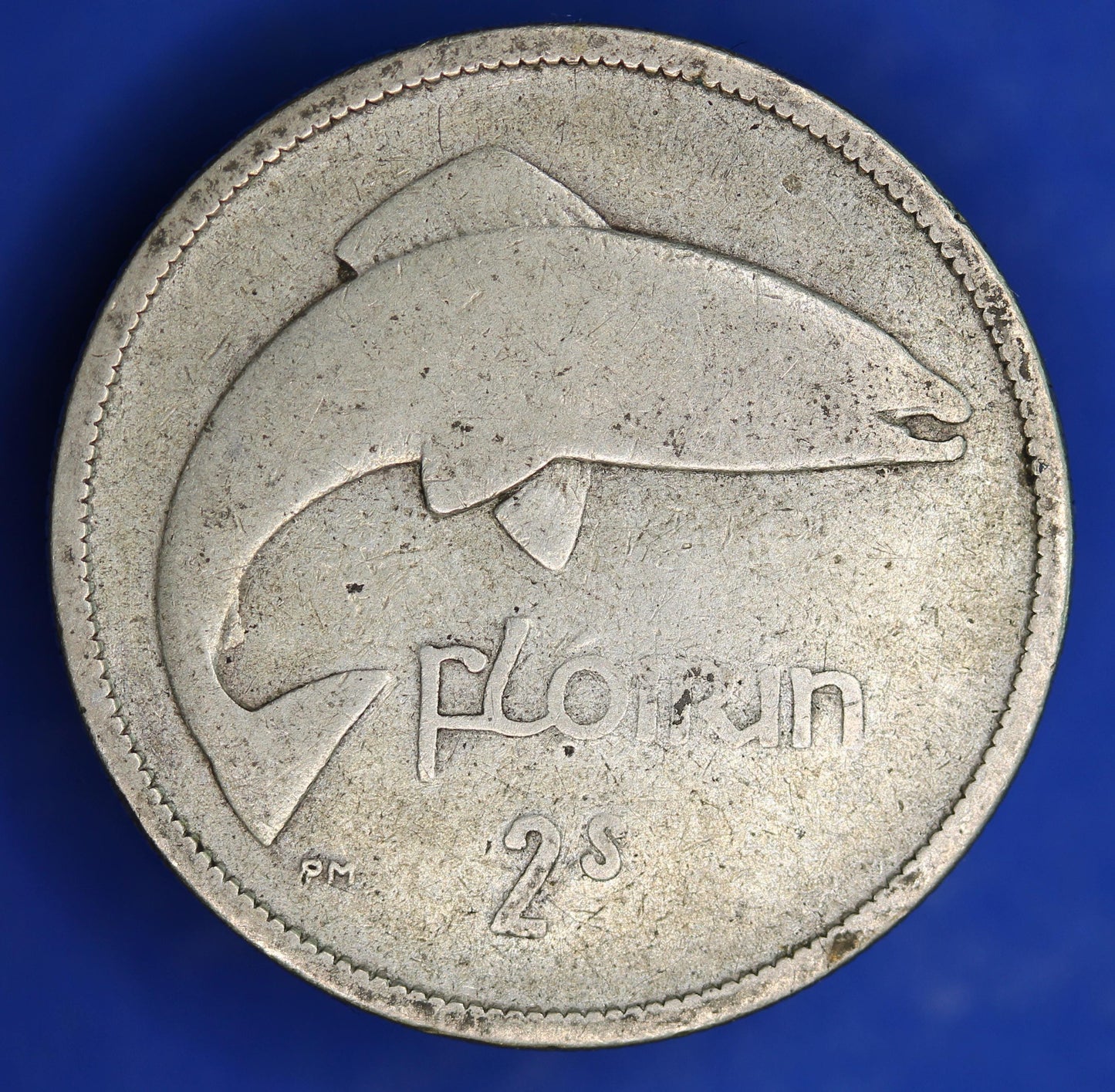 GENUINE 1928 Irish florin two shillings Ireland EIRE coin, Salmon Coin, 75% silver [04/25 32442]