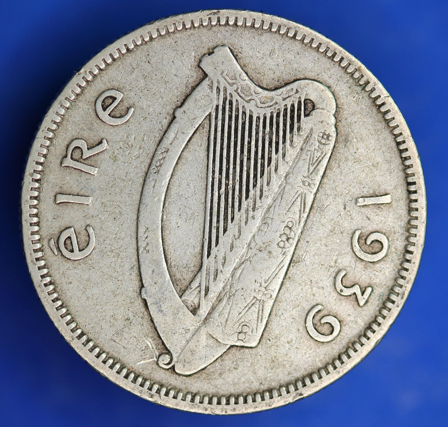 GENUINE 1939 Irish shilling Ireland EIRE coin, 75% silver, Bull Coin [04/25 32446]