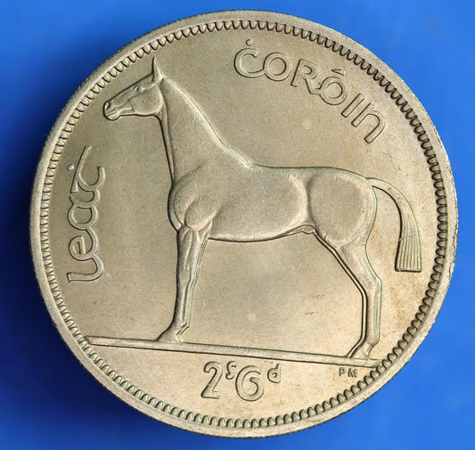 GENUINE 1963 Irish Half Crown 2/6 Ireland EIRE coin, Irish Hunter [04/25 32461]