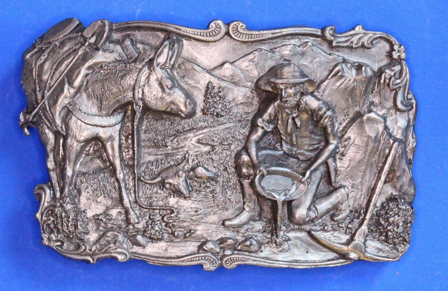 Western style Gold Panning / Donkey Belt Buckle, for 1 1/2 inch belt  [05/25 32639]
