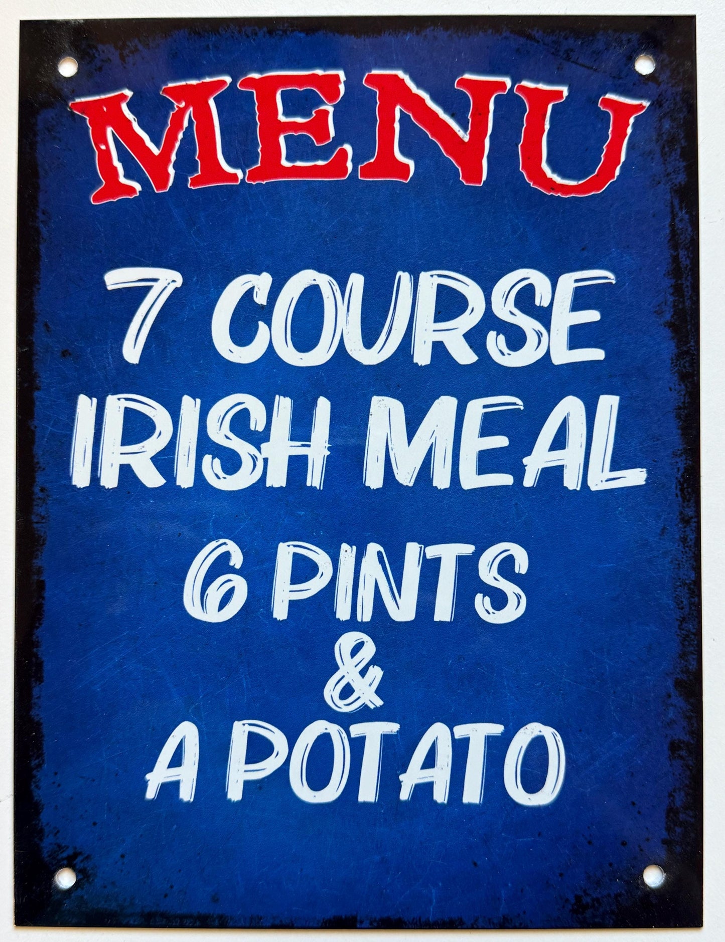 Metal Vintage Style Wall Sign 7 Course Irish Meal Metal Menu Sign 8x6 inch [IRML1]