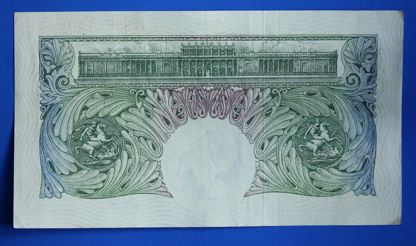 1955 Bank of England One pound 1 pound, O'Brien "N38K" banknote   [05/25 32528]
