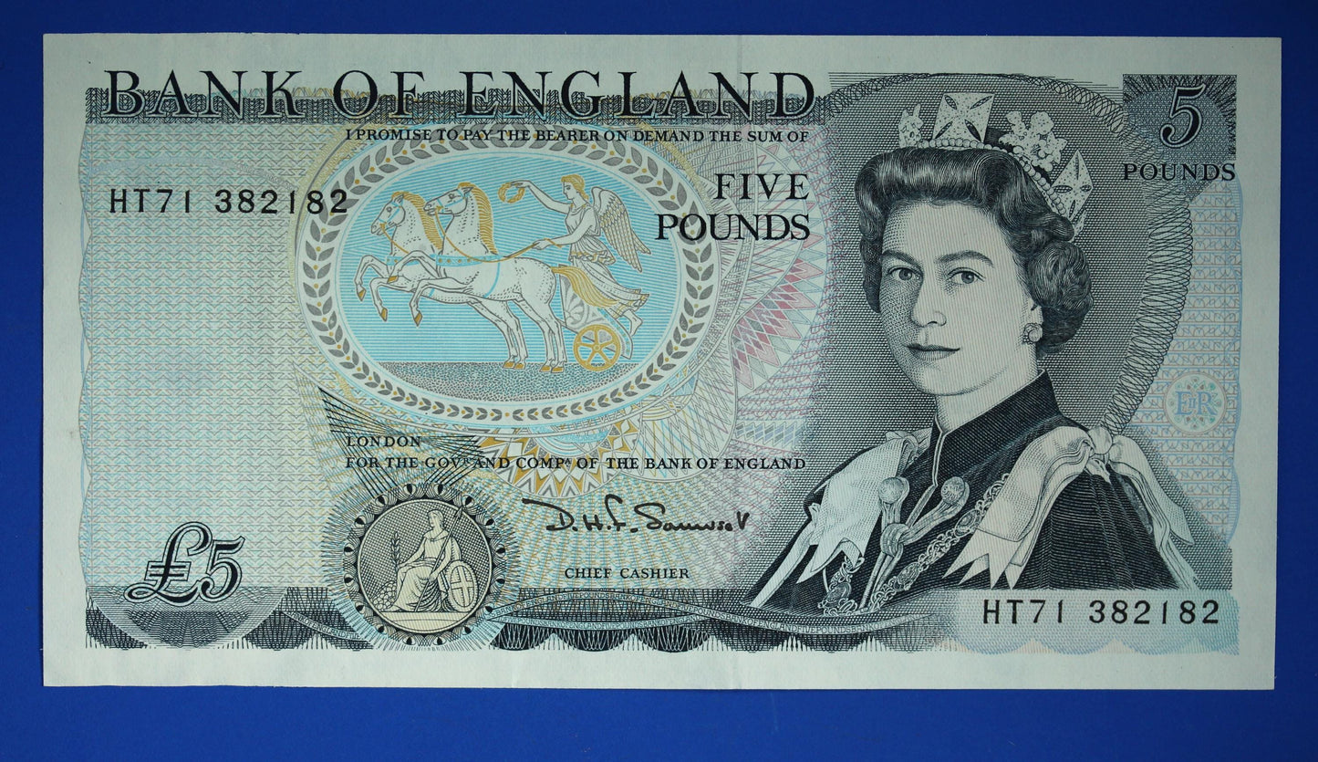 1980 Bank of England Five pound 5 pound, Somerset "HT71" banknote  [06/25 32819]