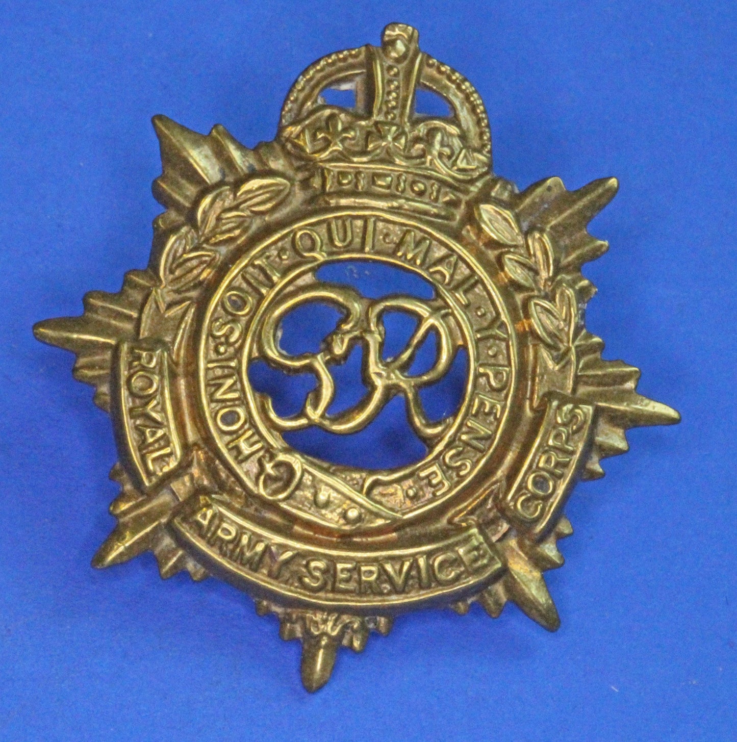 British Army Militaria - WW2 George VI Royal Army Service Corps Collar Badge     [06/25 32762]