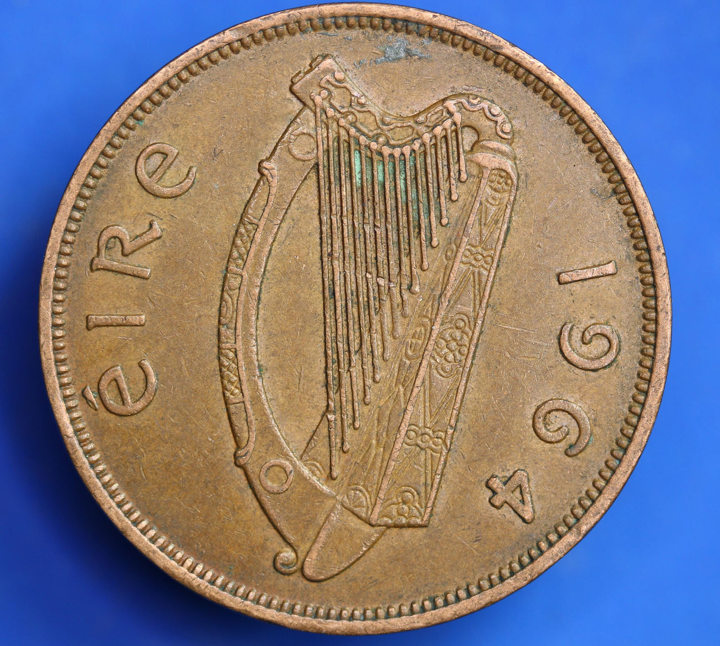 1964 Irish Penny Pennies 1d EIRE Ireland coin, Hen with Chicks, high grade [07/25 33021]
