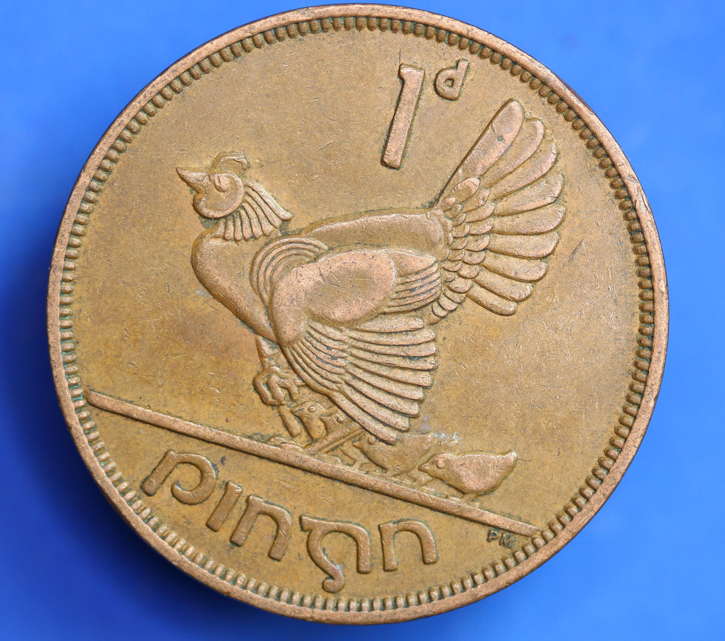 1964 Irish Penny Pennies 1d EIRE Ireland coin, Hen with Chicks, high grade [07/25 33021]