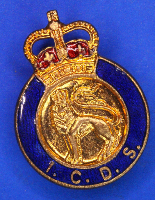ICDS Industrial Civil Defence Service Queen's Crown. Enamel Lapel badge [09/25 24632]
