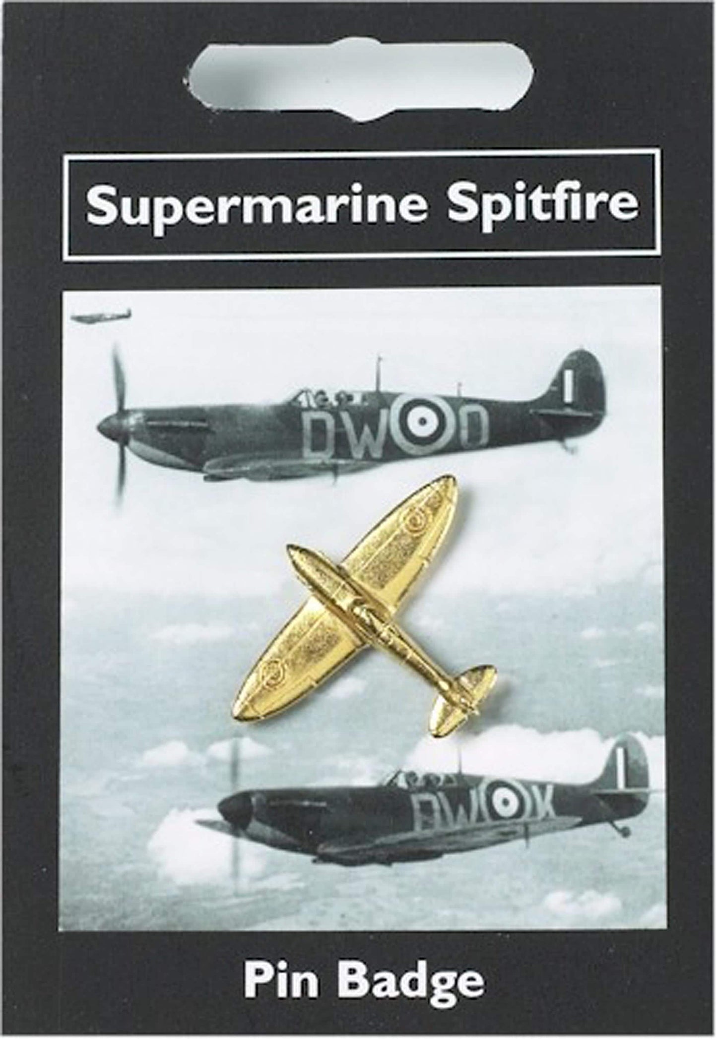 Gold plated pewter Spitfire supplied on a pin with clasp [SPITGPIN]