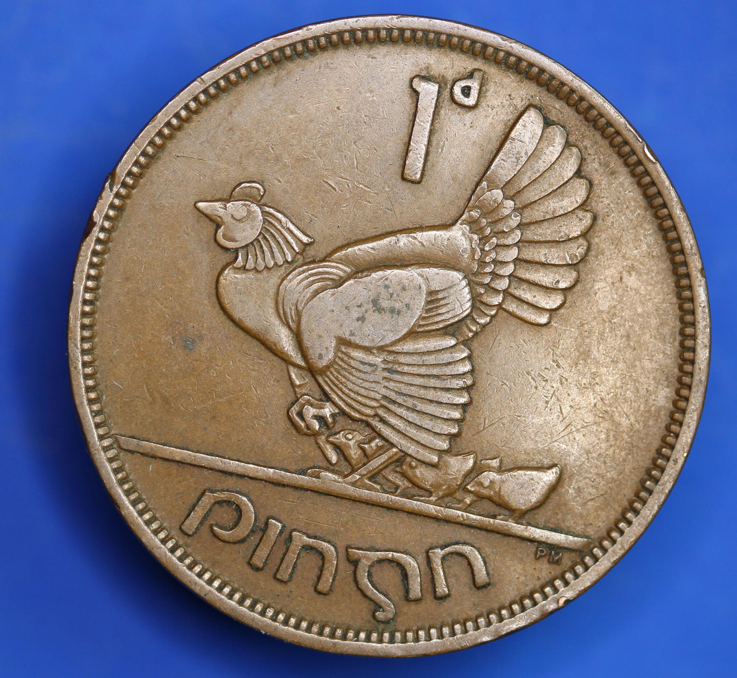 1940 Irish Penny Pennies 1d EIRE Ireland coin, Hen with Chicks [09/25 33187]