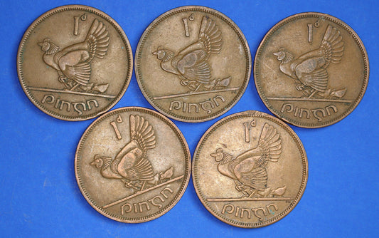 GENUINE Collection Irish Penny 1d EIRE Ireland coins, different dates [09/25 33175]