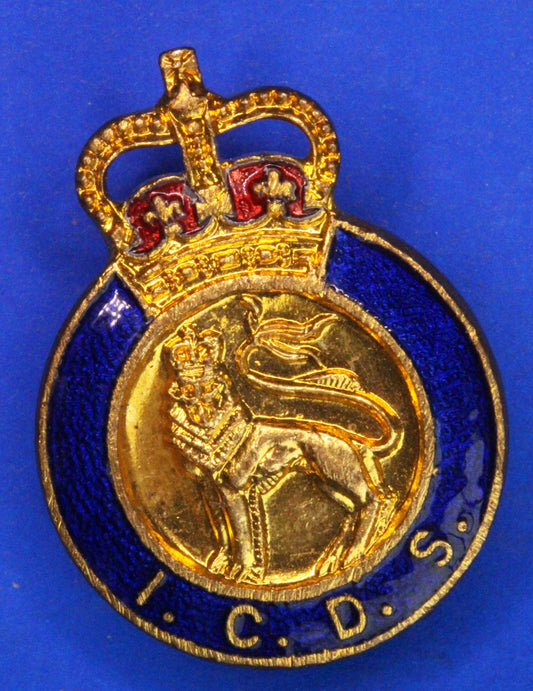ICDS Industrial Civil Defence Service Queen's Crown. Enamel Lapel badge [09/25 24631]
