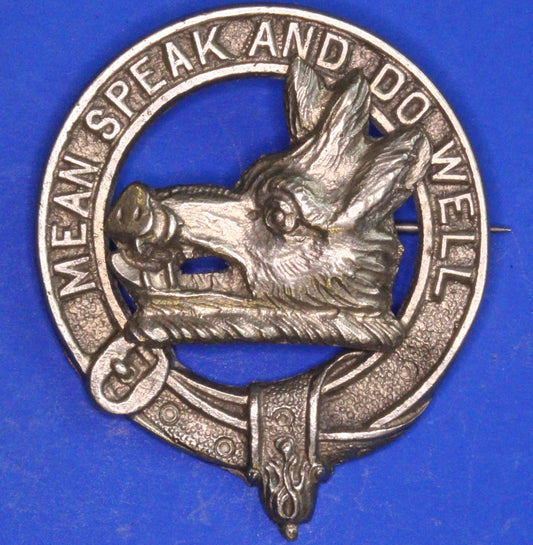 Vintage Scottish Clan Brooch /Bonnet Badge - Boar's Head   [10/25 33351]