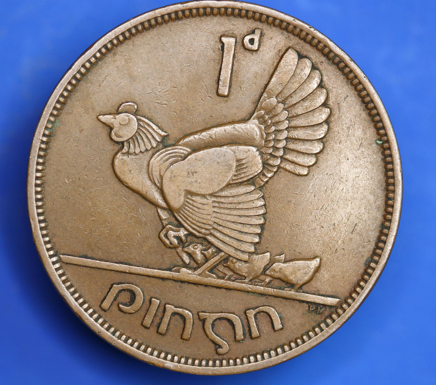 1940 Irish Penny Pennies 1d EIRE Ireland coin, Hen with Chicks [09/25 33186]