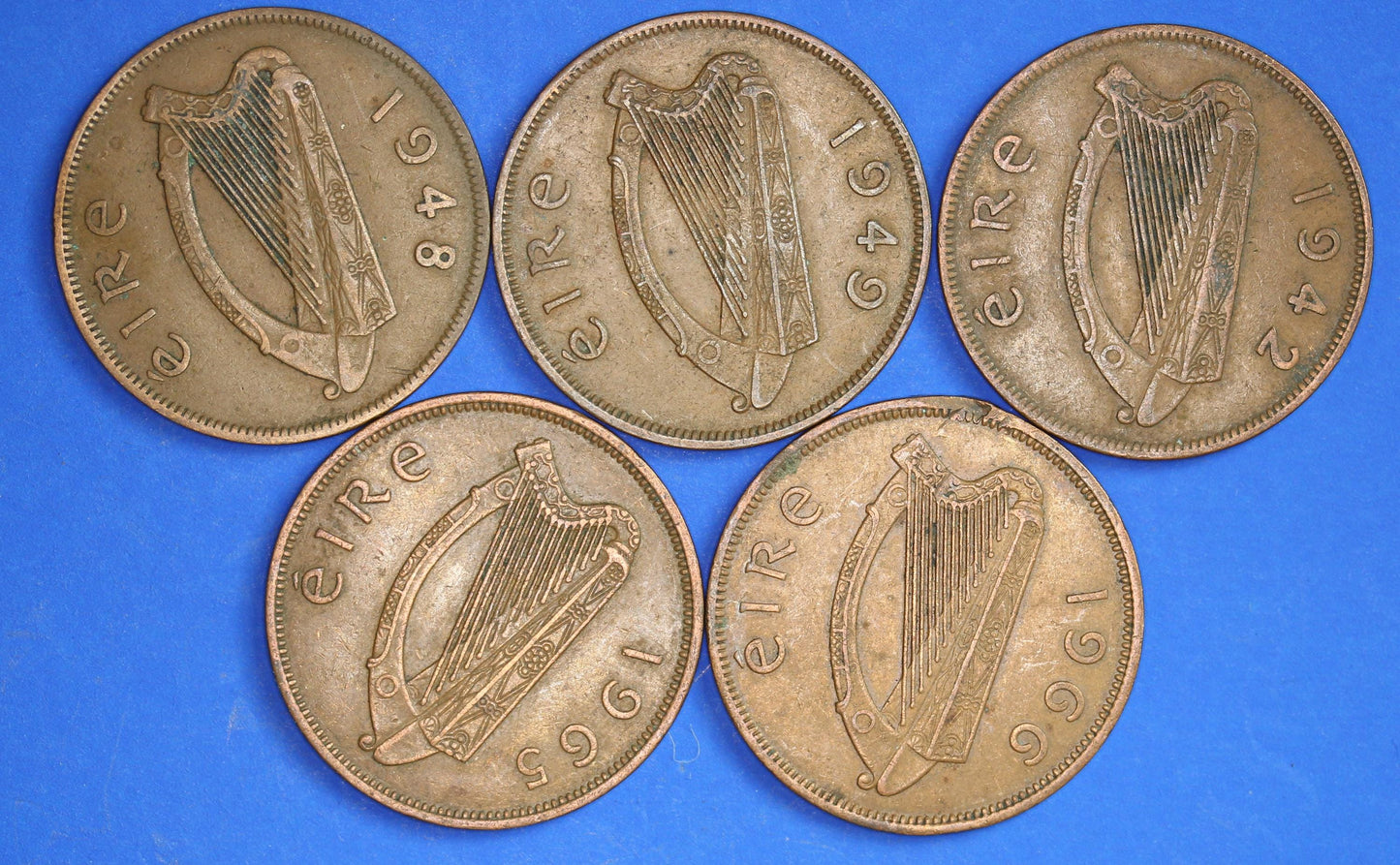 GENUINE Collection Irish Penny 1d EIRE Ireland coins, different dates [09/25 33175]