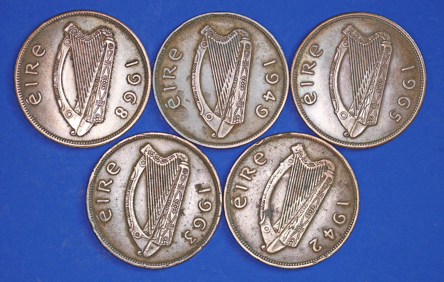 GENUINE Collection Irish Penny 1d EIRE Ireland coins, different dates, POLISED [09/25 33177]