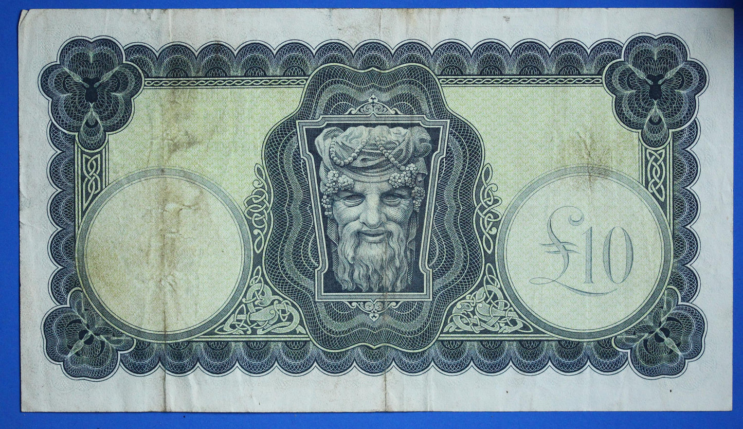 1975 Central Bank of Ireland, Ten Pound, Ten Punt Irish EIRE Lady Lavery banknote [10/25 33447]