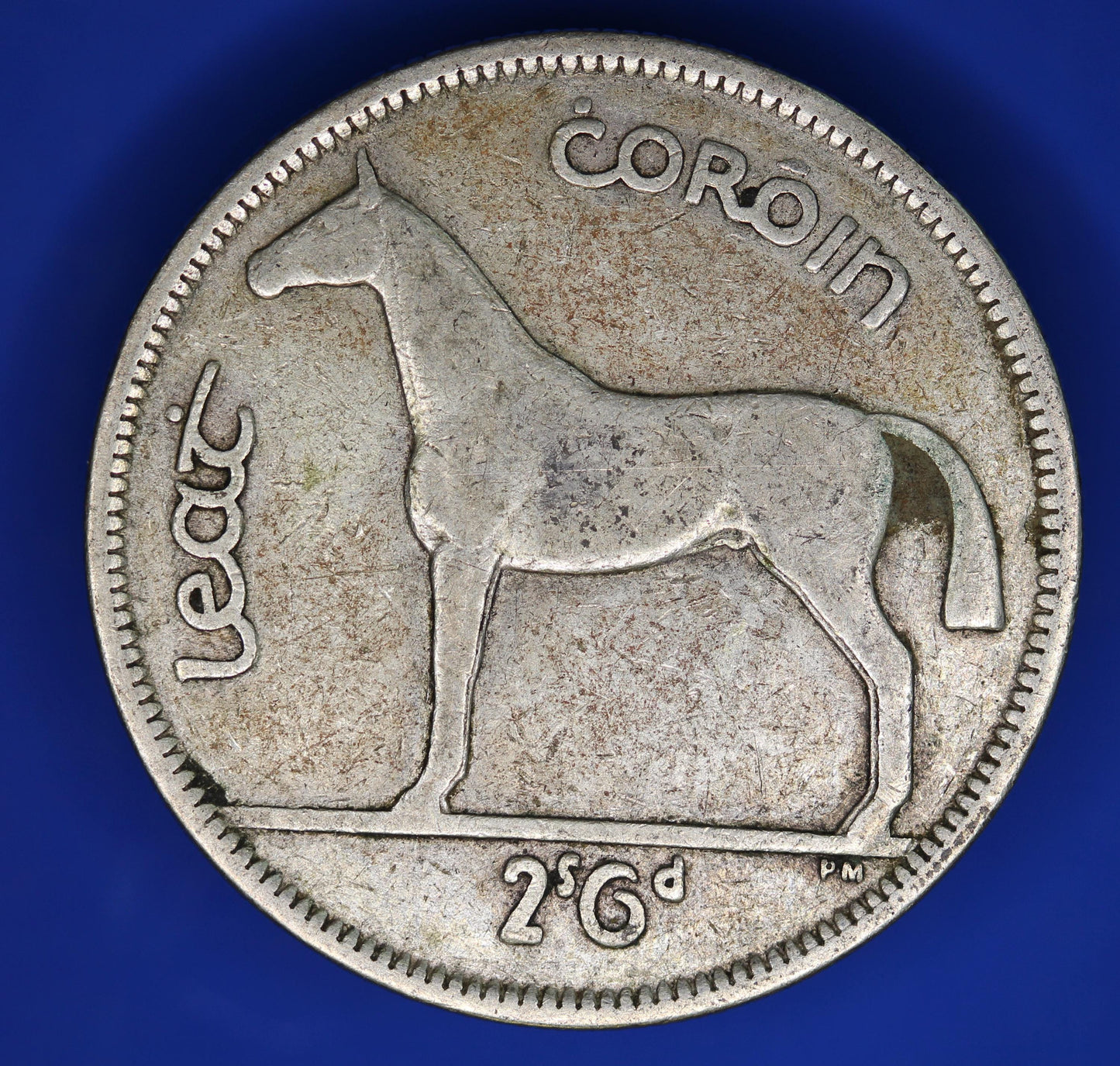GENUINE 1942 Irish Half Crown 2/6 Ireland EIRE coin, 75% silver, Irish Hunter Horse [10/25 33570]