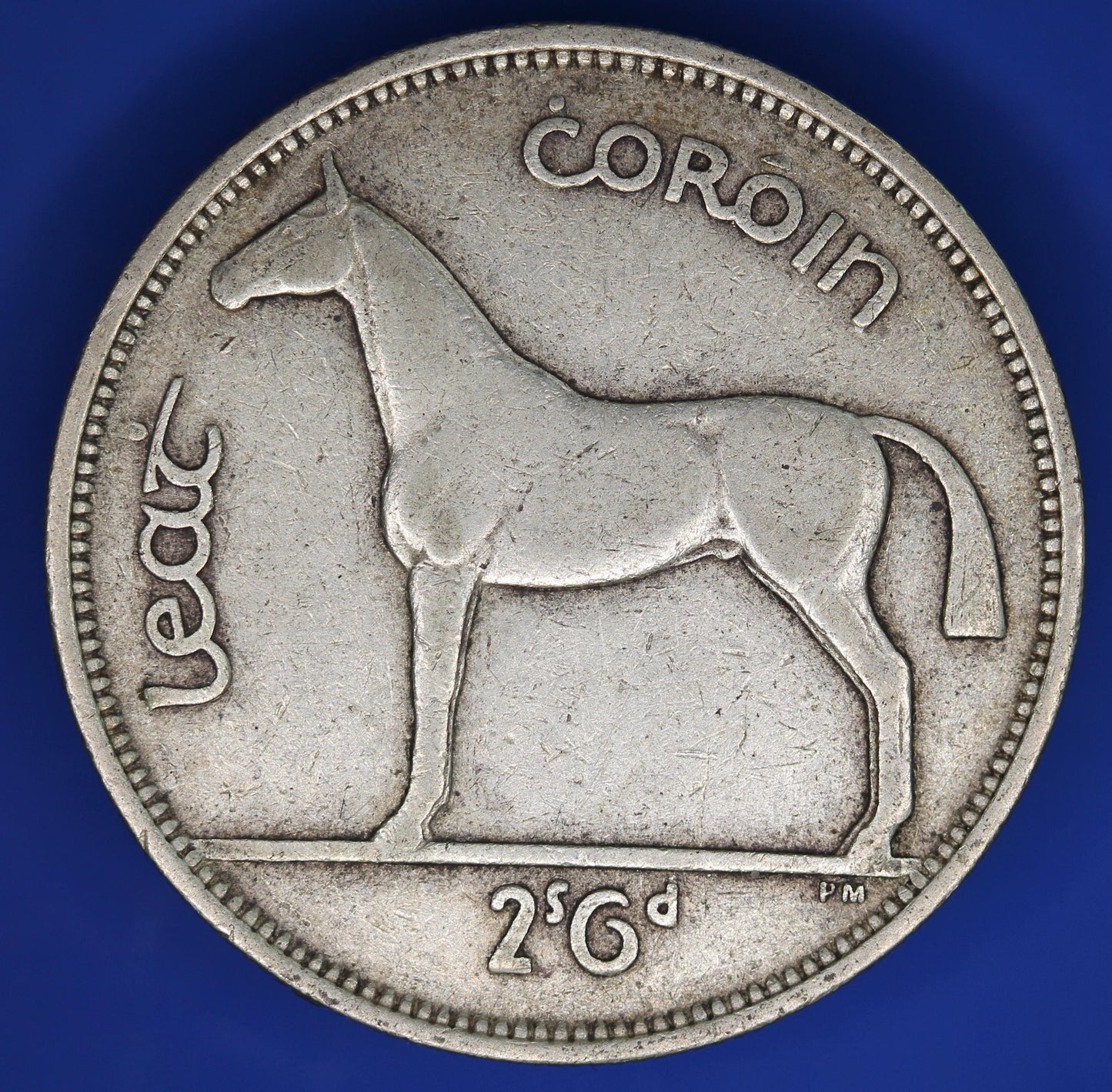 GENUINE 1939 Irish Half Crown 2/6 Ireland EIRE coin, 75% silver, Irish Hunter Horse [10/25 33580]