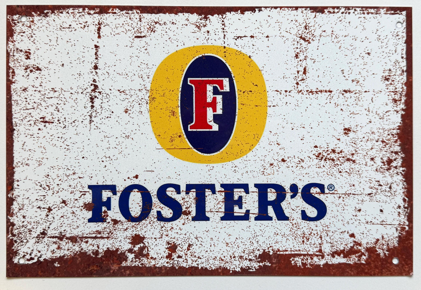 Metal Vintage Style Wall Sign - Fosters Beer Advertising Sign, Rusty look, 10.5 x 7 inch [FOST1]