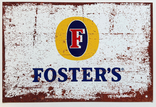 Metal Vintage Style Wall Sign - Fosters Beer Advertising Sign, Rusty look, 10.5 x 7 inch [FOST1]