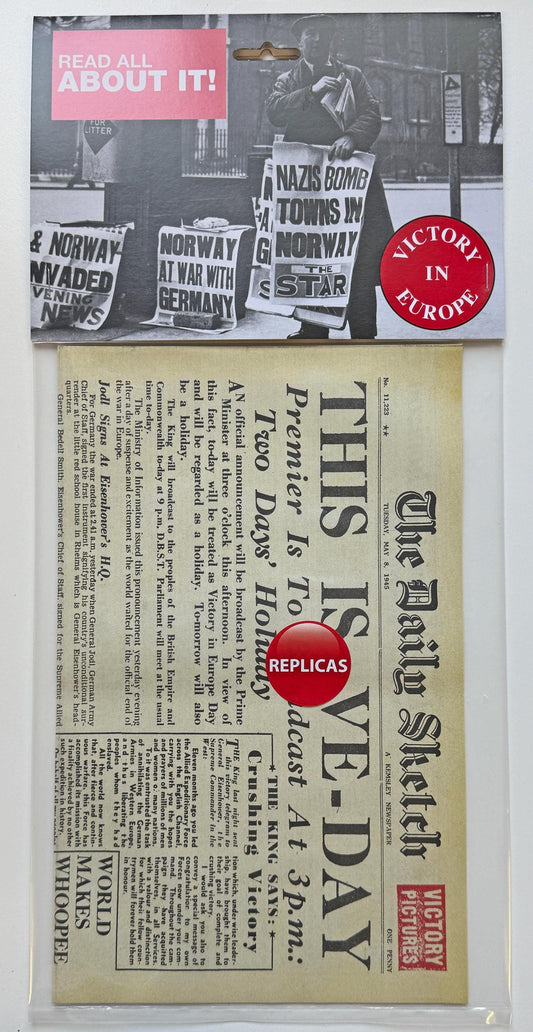 Reproduction: VE Day Victory in Europe newspaper [VEDNP1]