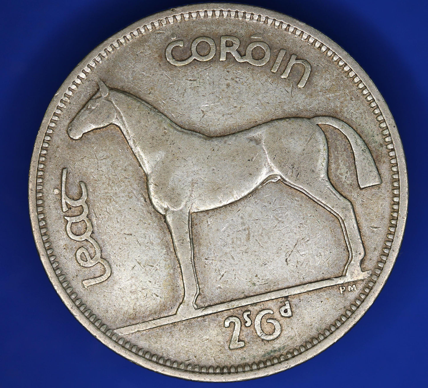 GENUINE 1939 Irish Half Crown 2/6 Ireland EIRE coin, 75% silver, Irish Hunter Horse [10/25 33569]