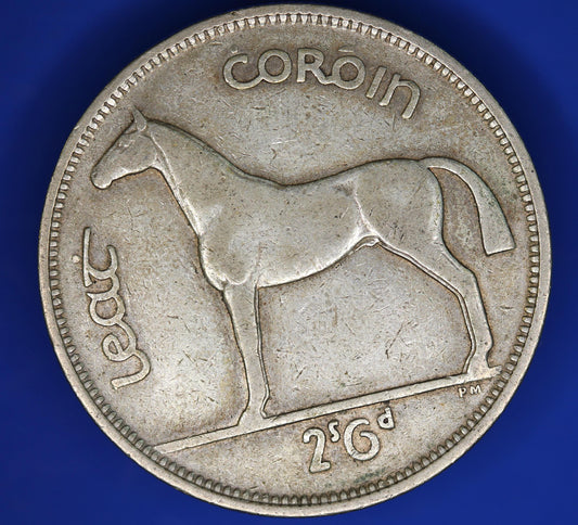 GENUINE 1939 Irish Half Crown 2/6 Ireland EIRE coin, 75% silver, Irish Hunter Horse [10/25 33569]