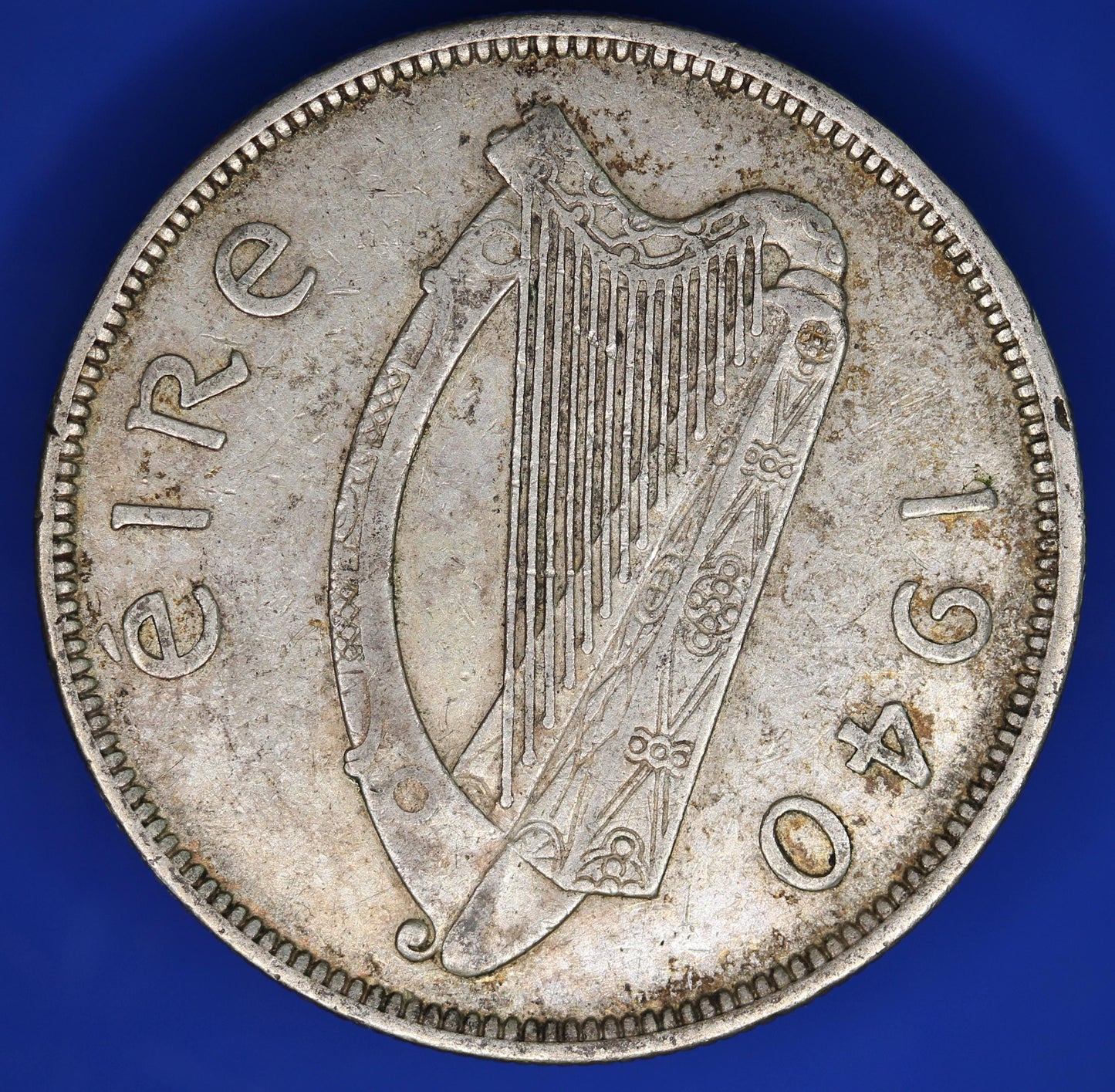 GENUINE 1940 Irish Half Crown 2/6 Ireland EIRE coin, 75% silver, Irish Hunter Horse [10/25 33573]